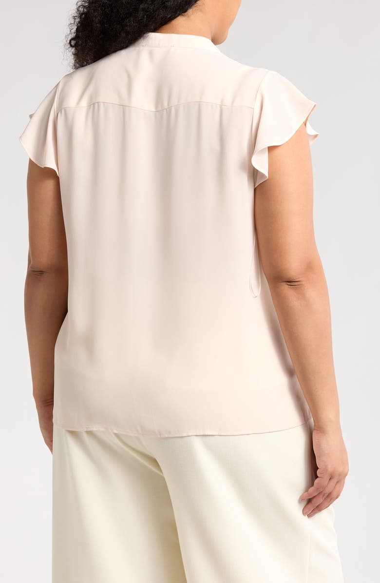 T Tahari Ruffle Cap Sleeve Button-Up Top, Alternate, color, 