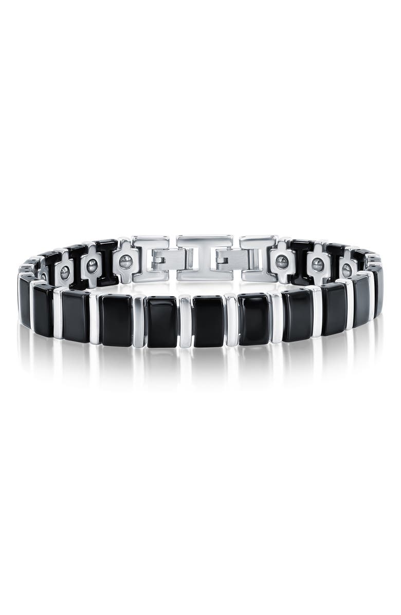 BLACKJACK Men's Link Two-Tone Bracelet, Main, color, Black