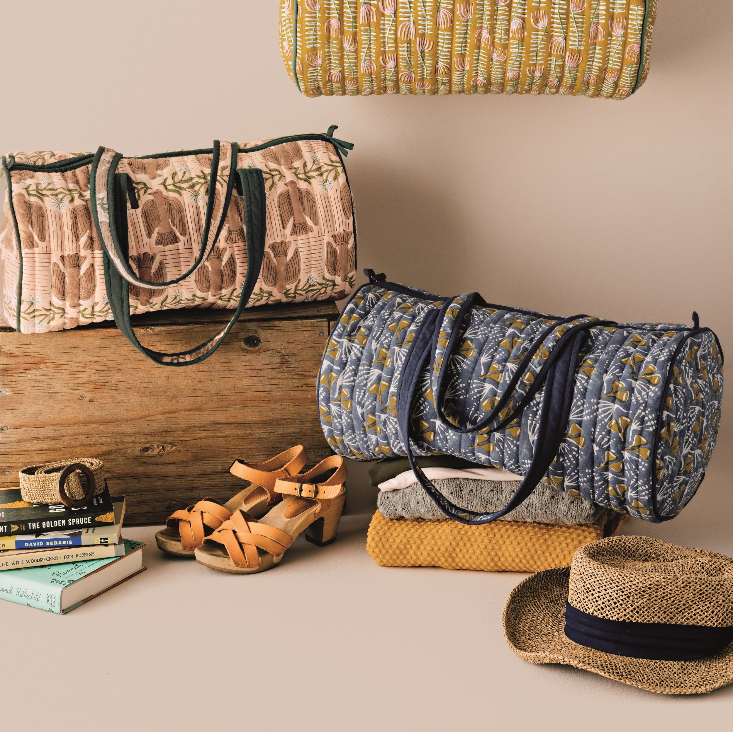 Danica Brands Wildgrove Block Print Weekender Bag, Alternate, color, Blue