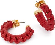Kate Spade New York leather woven hoop earrings