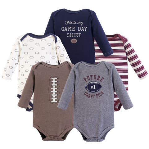 Five-Piece Collection of Long-Sleeve Cotton Bodysuits
