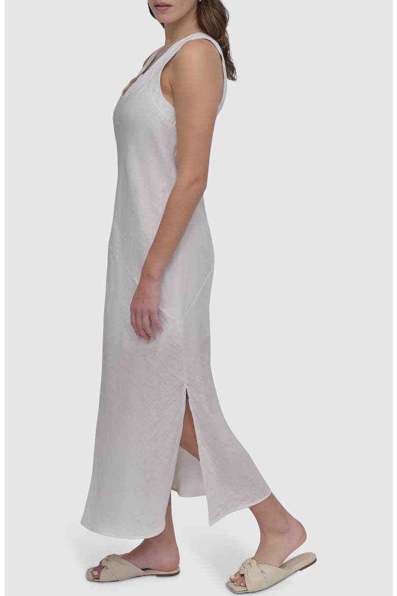 Asymmetric Sleeveless Linen Dress, Alternate, color, WHITE
