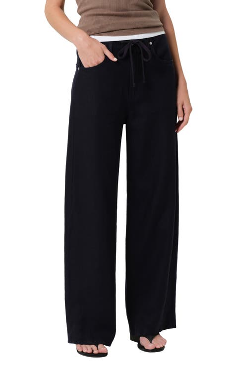 Brynn Drawstring Waist Wide Leg Linen Pants