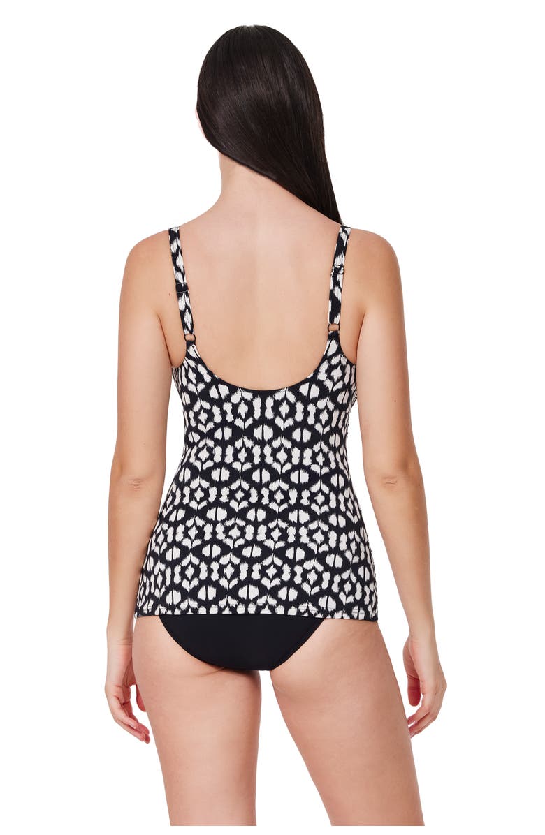 Profile by Gottex Mantra Braided V-Neck D-Cup Tankini Top, Alternate, color, Black-White