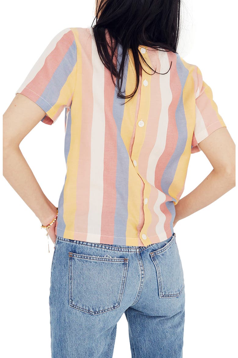 Sherbet Stripe Button Back Tie Tee, Alternate, color, ANTIQUE CORAL
