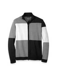 Paul Fredrick Cotton Full Zip Mock Neck Sweater