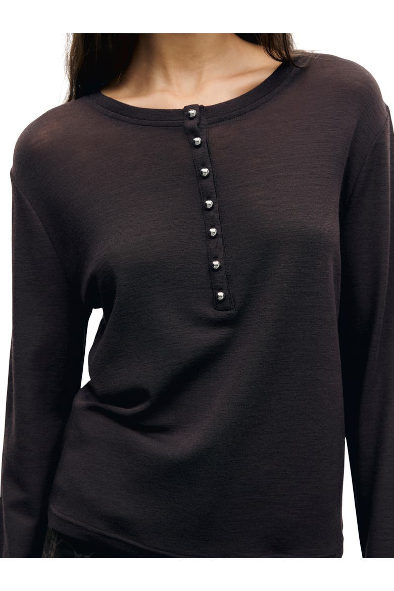 Balie Long Sleeve Button Detail T-Shirt, Alternate, color, Brown