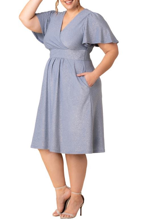 Kiyonna Crystal Cove Metallic Cocktail Dress In Celestial Sparkle