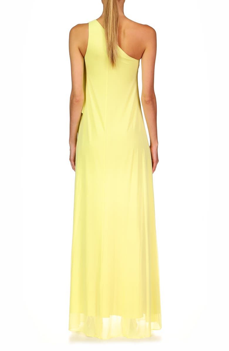 HALSTON Evening Vivian One-Shoulder Sheer Matte Jersey Drape Gown, Alternate, color, 
