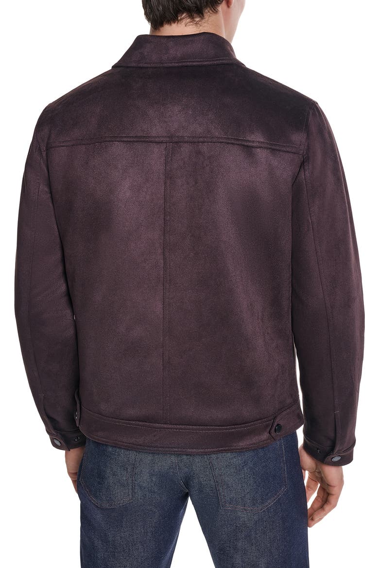Faux Suede Moto Jacket, Alternate, color, BROWN