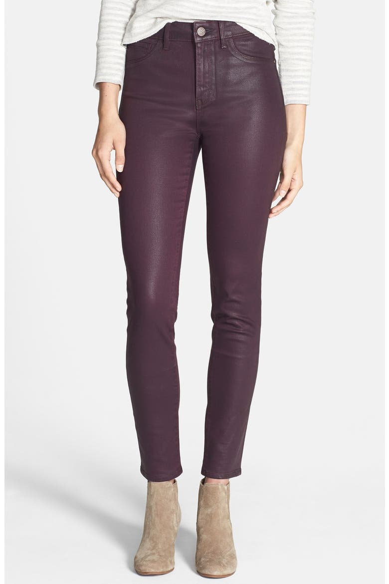 Treasure&Bond Skinny Coated Jeans, Main, color, RED TANNIN