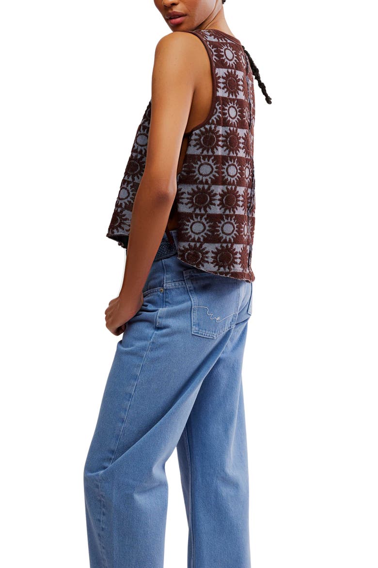 Textured Cotton Terry Side Tie Top, Alternate, color, BLUE COMBO