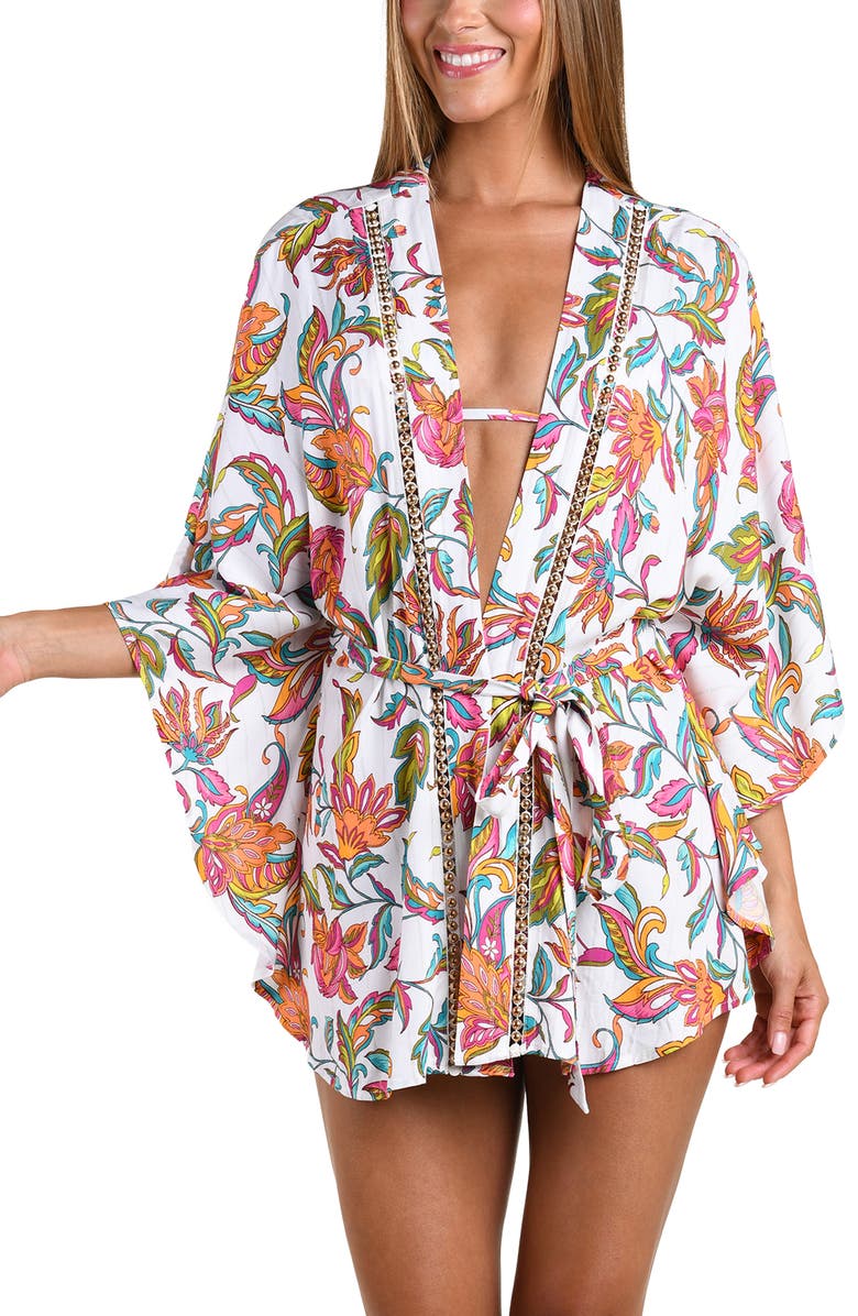 Sunshine 79 Wild Vines Metallic Cover-Up, Alternate, color, White Multi
