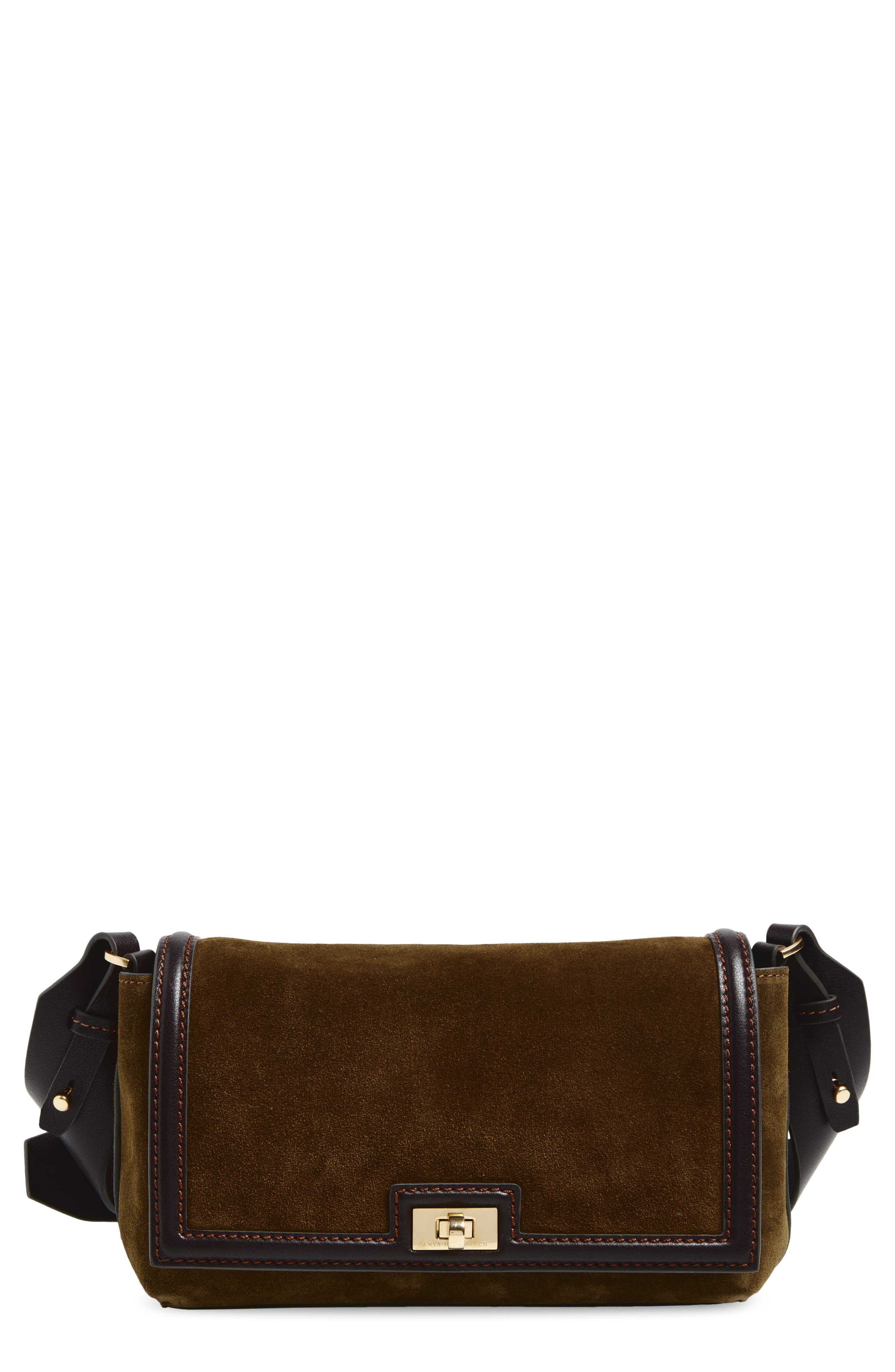 Anya Hindmarch Mortimer Suede Crossbody Bag, Main, color, Bonsai / Grape