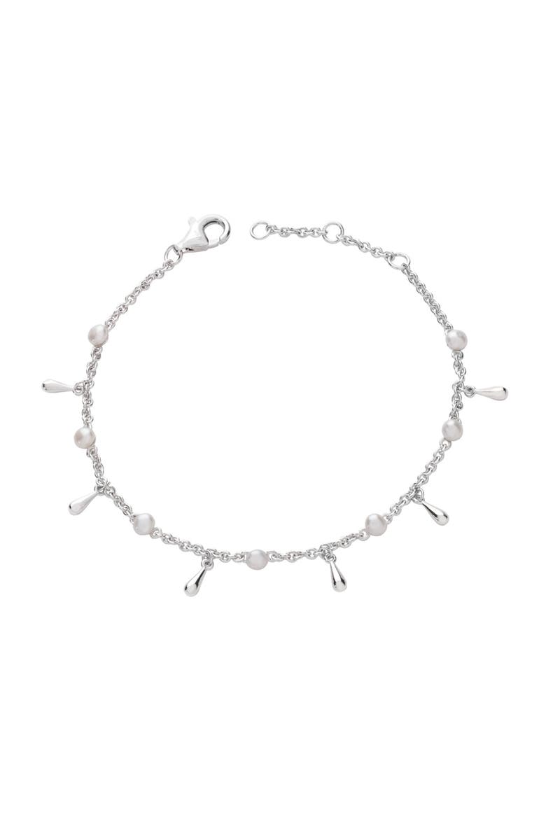 Royal Pearl Drop Anklet, Main, color, Sterling Silver