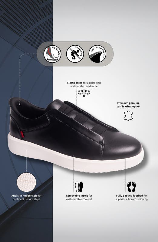 Marc Joseph New York Allen Street Hands Free Technology Lightweight Leather Sneaker, Alternate, color, Black Napa Leather