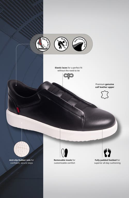 Marc Joseph New York Allen Street Hands Free Technology Lightweight Leather Sneaker In Black