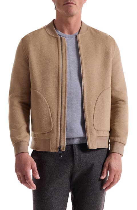 Brushed Wool Blend Bomber Jacket