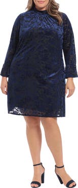 London Times Bell Sleeve Mock Neck Dress