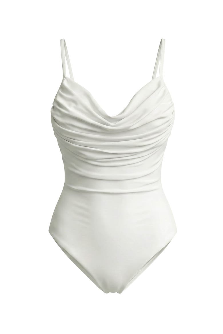 Manta Sculpting Plunge One-Piece Recycled Swimsuit, Main, color, White