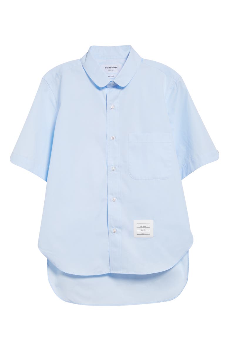 Thom Browne Straight Fit Cotton Poplin Button-Up Shirt, Alternate, color, Light Blue