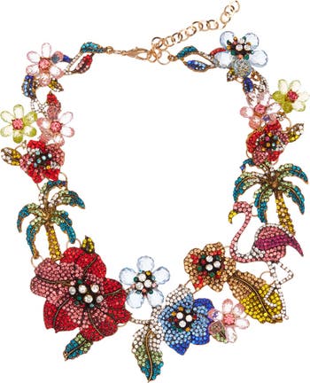 Flora & Fauna Crystal Bib Necklace