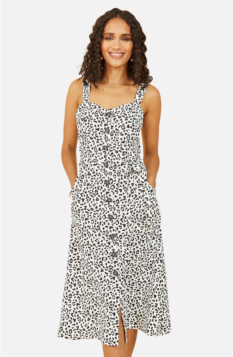 Yumi Printed Button Through Midi Dress, Alternate, color, White