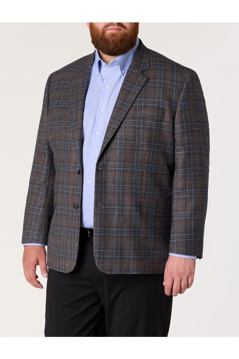 Big & Tall Washed Plaid Sport Coat, Alternate, color, GREY