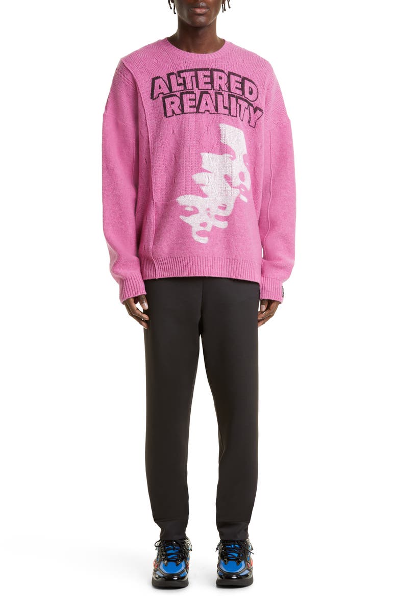 Raf Simons Oversize Altered Reality Mohair & Wool Blend Sweater, Main, color, 