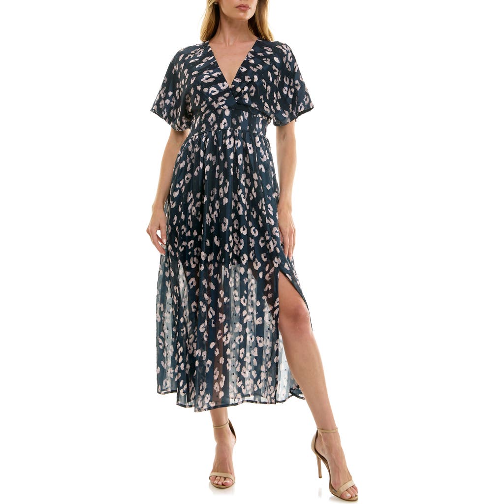Socialite V-neck Dolman Sleeve Midi Dress In Blue