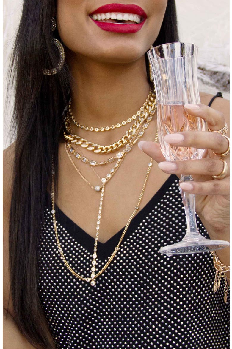 Chunky Crystal Chain Necklace, Alternate, color, GOLD