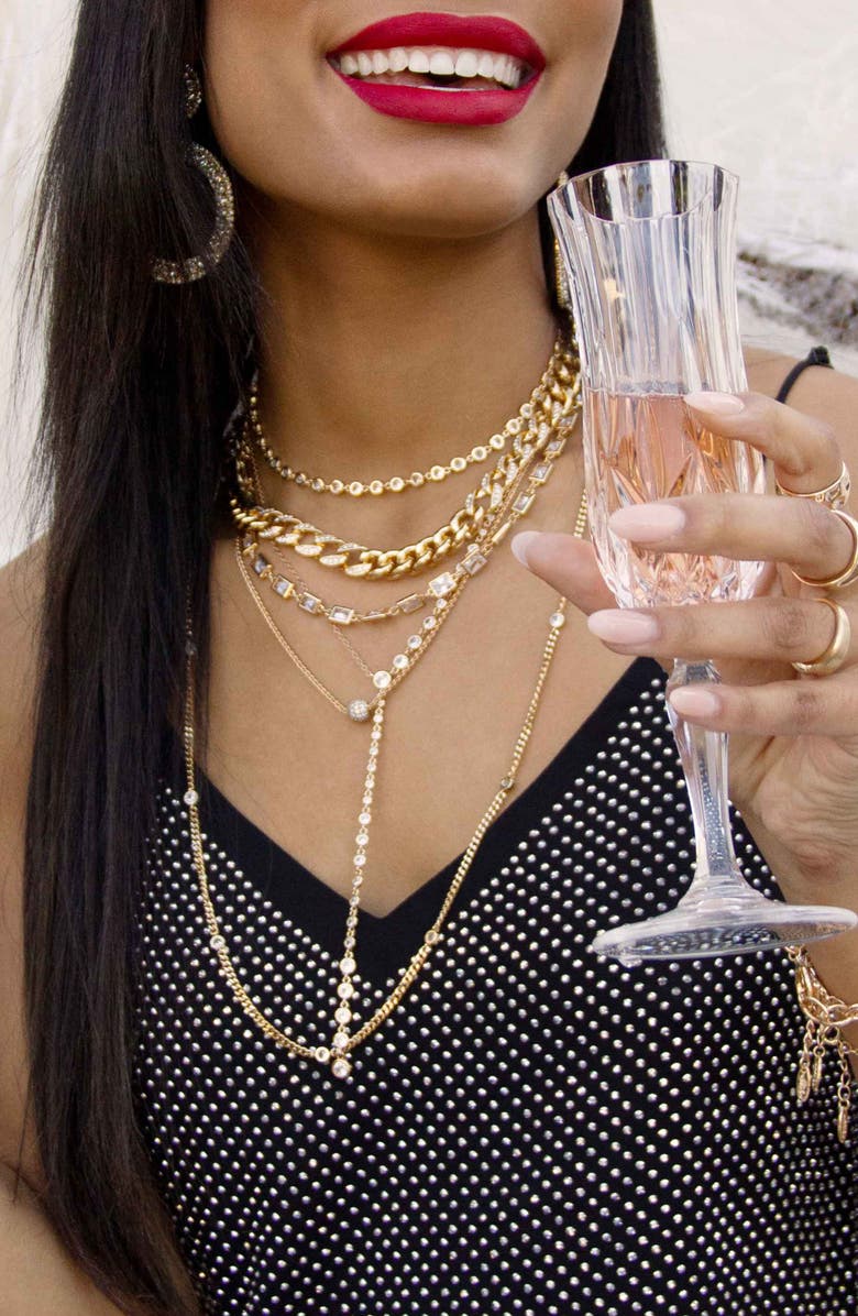 Ettika Chunky Crystal Chain Necklace, Alternate, color, Gold