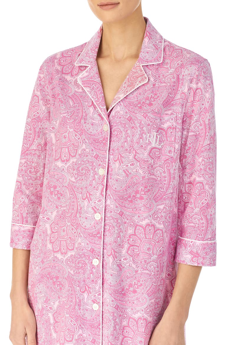 Cotton Jersey Sleep Shirt, Alternate, color, PINK PAISLEY