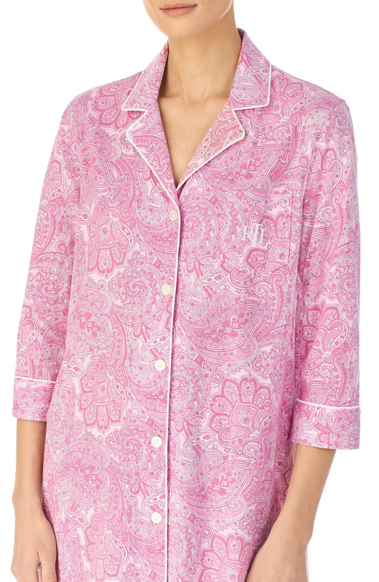 Lauren Ralph Lauren Cotton Jersey Sleep Shirt, Alternate, color, Pink Paisley
