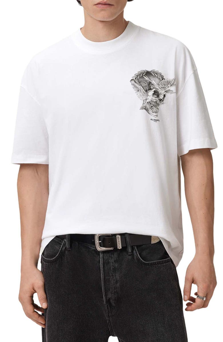 AllSaints Mysteries Cotton Graphic T-Shirt, Main, color, Optic White