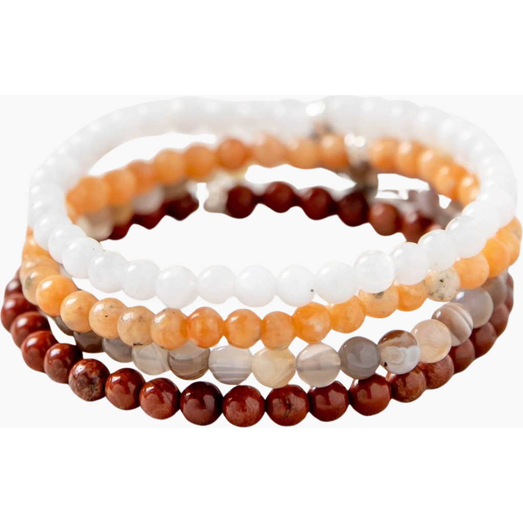 Tiny Rituals Cancer Bracelet Set In White/red/orange