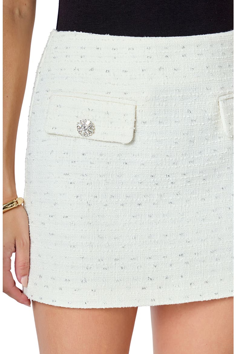 Tweed Miniskirt, Alternate, color, CREAM
