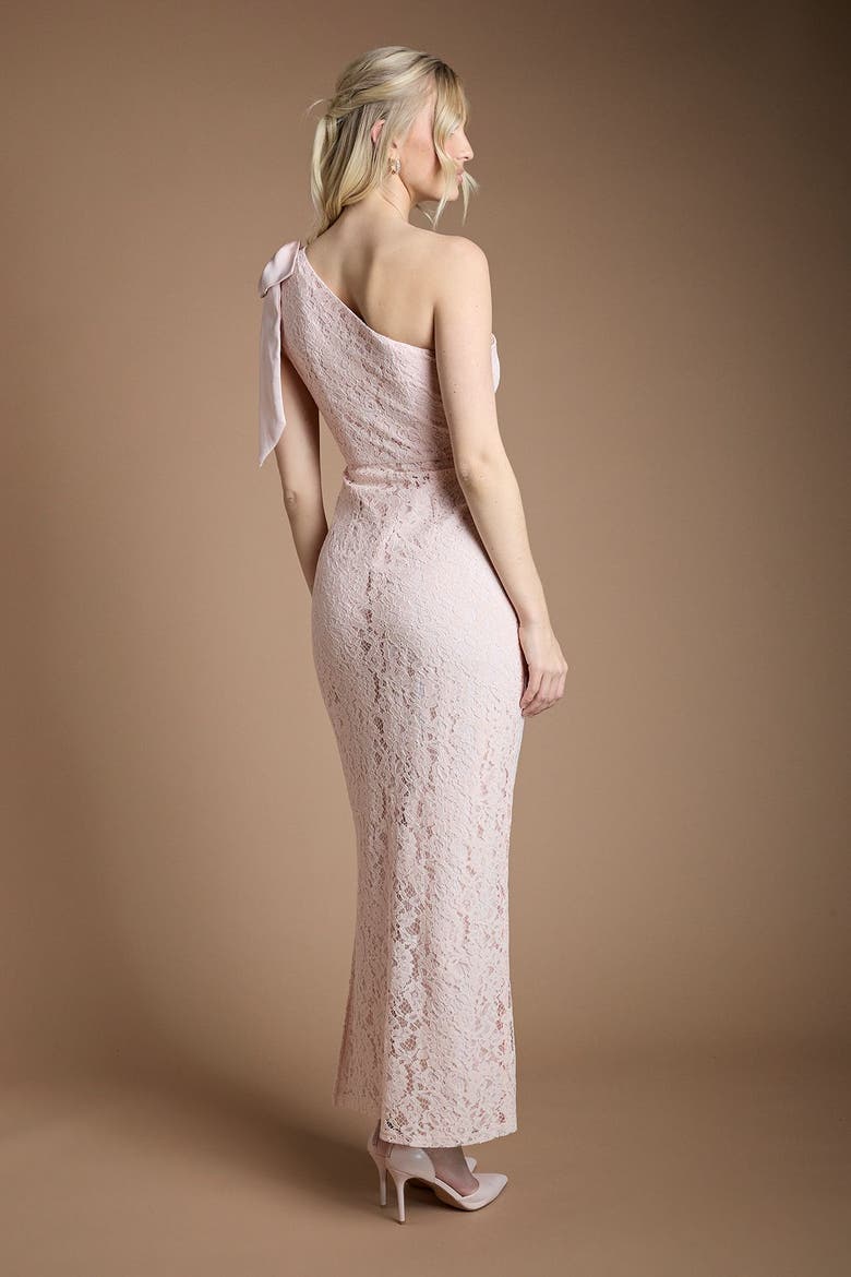 One Shoulder Lace Maxi Dress, Alternate, color, Blush