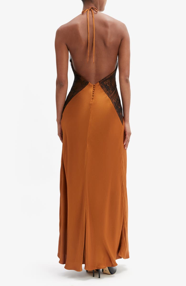 Bardot Estrella Halter Gown, Alternate, color, Toffee