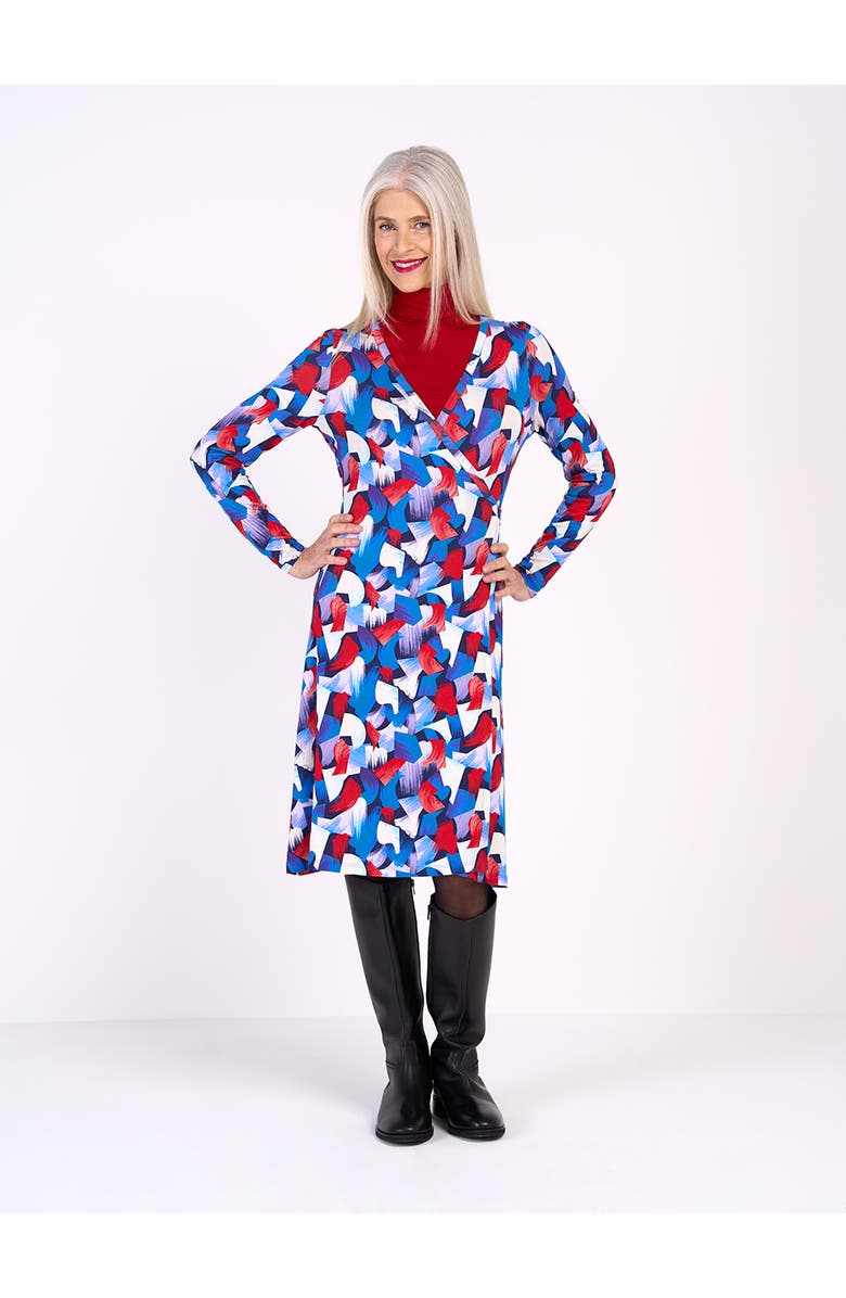 Kettlewell Long Sleeve Printed Wrap Dress, Main, color, Winter Geo