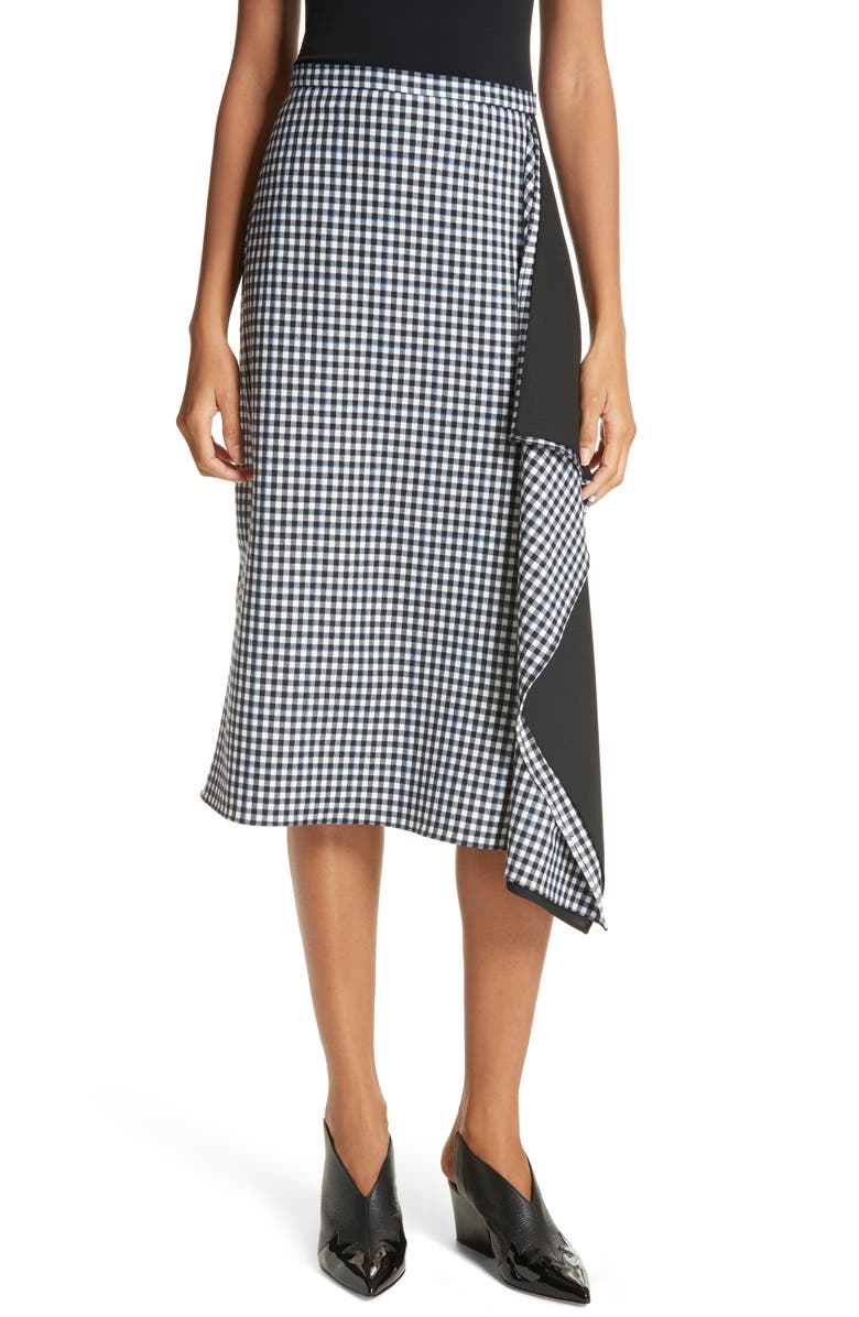 Tibi Gingham Ruffle Skirt, Main, color,