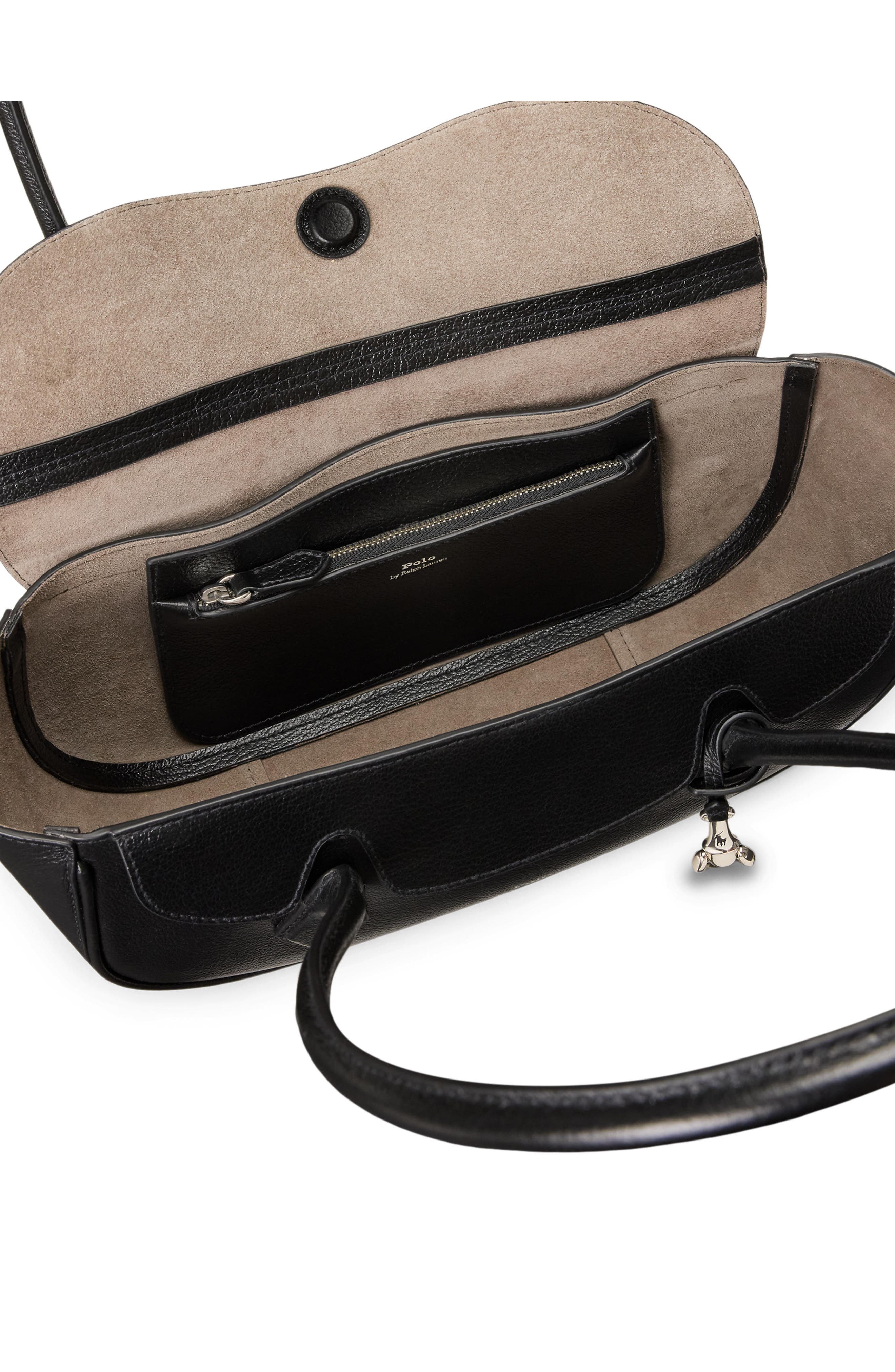 Small Polo Blaze Grained Leather Shoulder Bag, Alternate, color, BLACK
