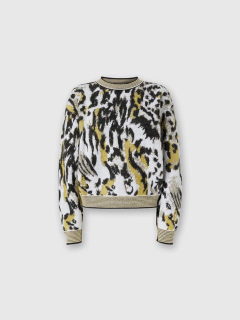 Boxy Crew Neck Sweater With Animalier Pattern