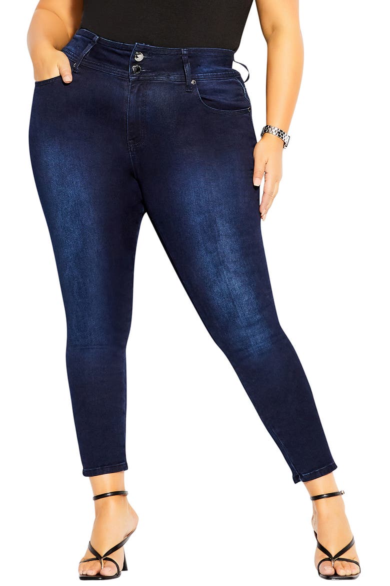Harley High Waist Skinny Jeans, Main, color, DARK DENIM
