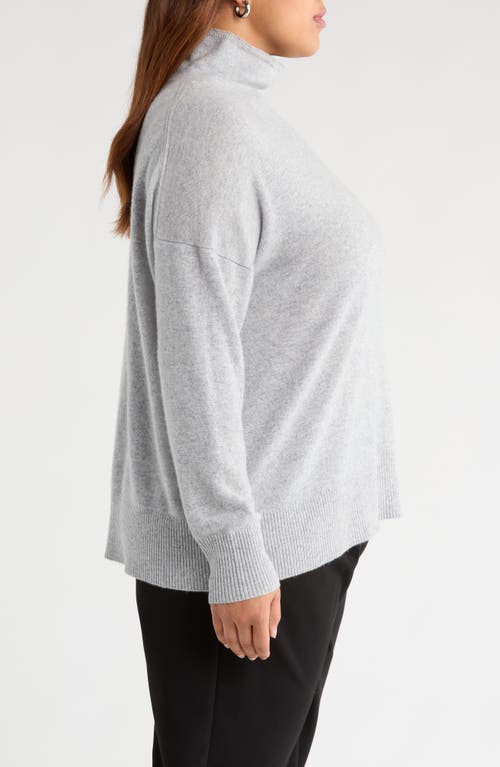 Nordstrom Oversize Cashmere Turtleneck Sweater In Silver