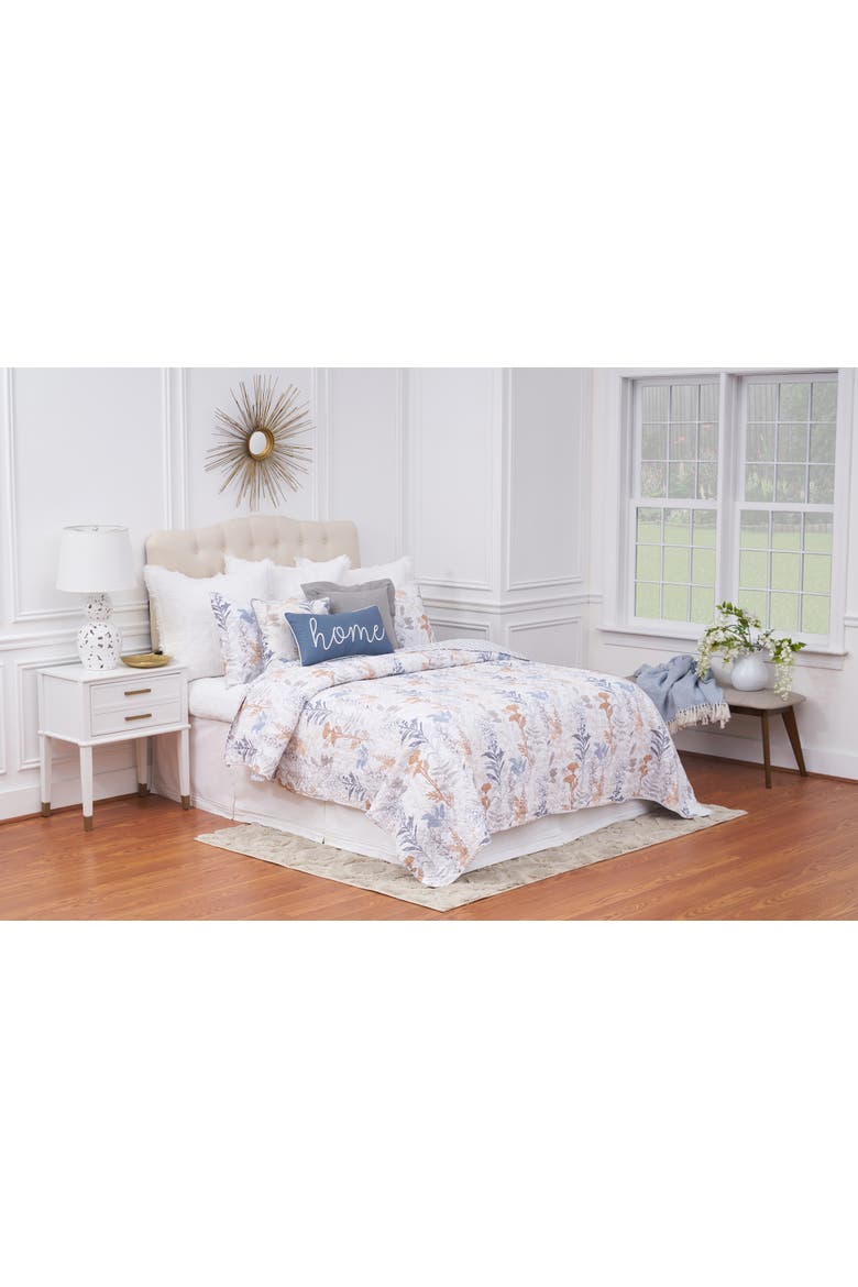 Lina Spring Floral Cotton Quilt Set  - Reversible and Machine Washable, Main, color, Blue