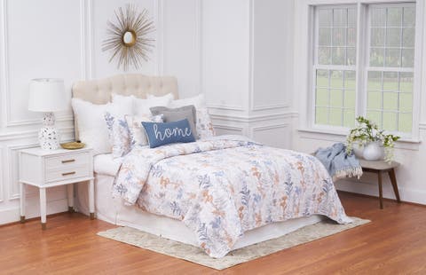 Lina Spring Floral Cotton Quilt Set  - Reversible and Machine Washable
