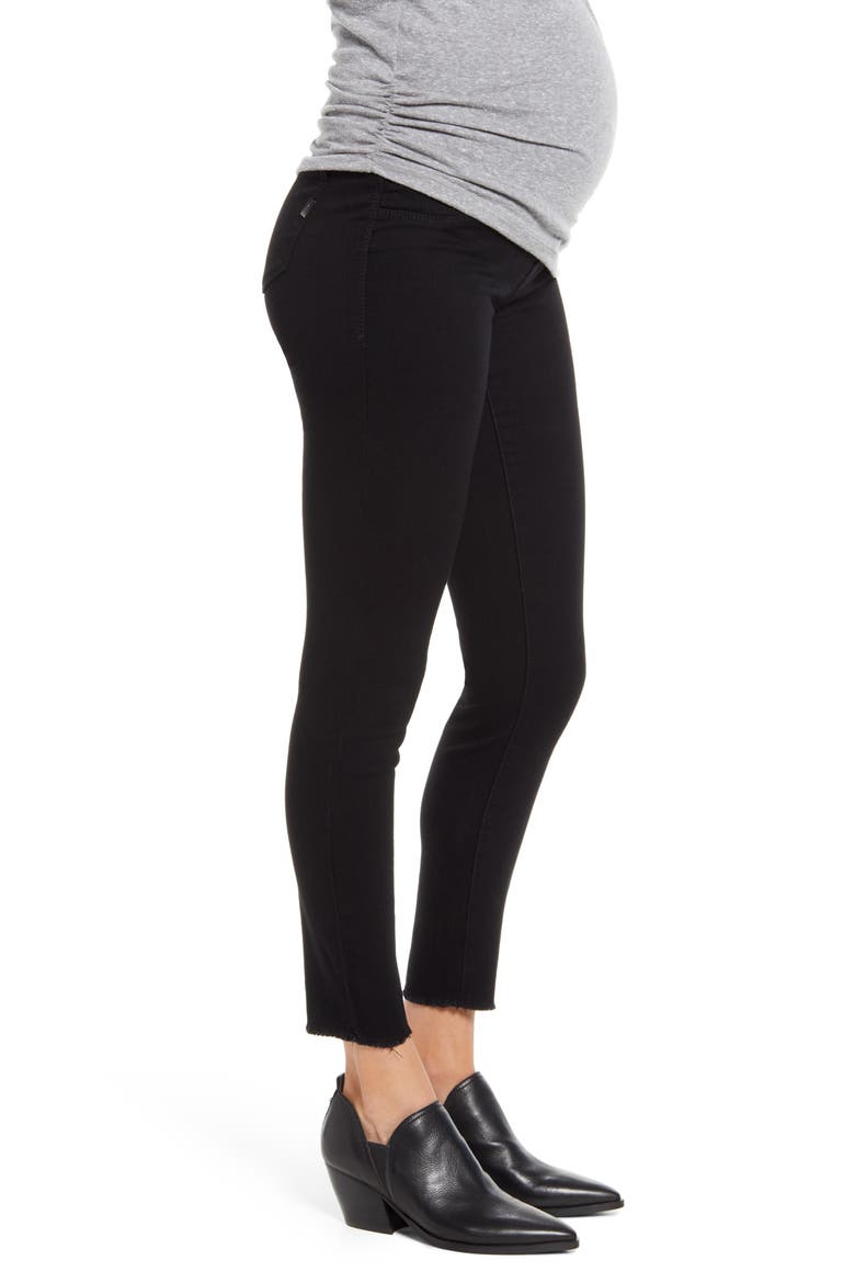 Re:Denim Frayed Hem Skinny Maternity Jeans, Alternate, color, BLACK
