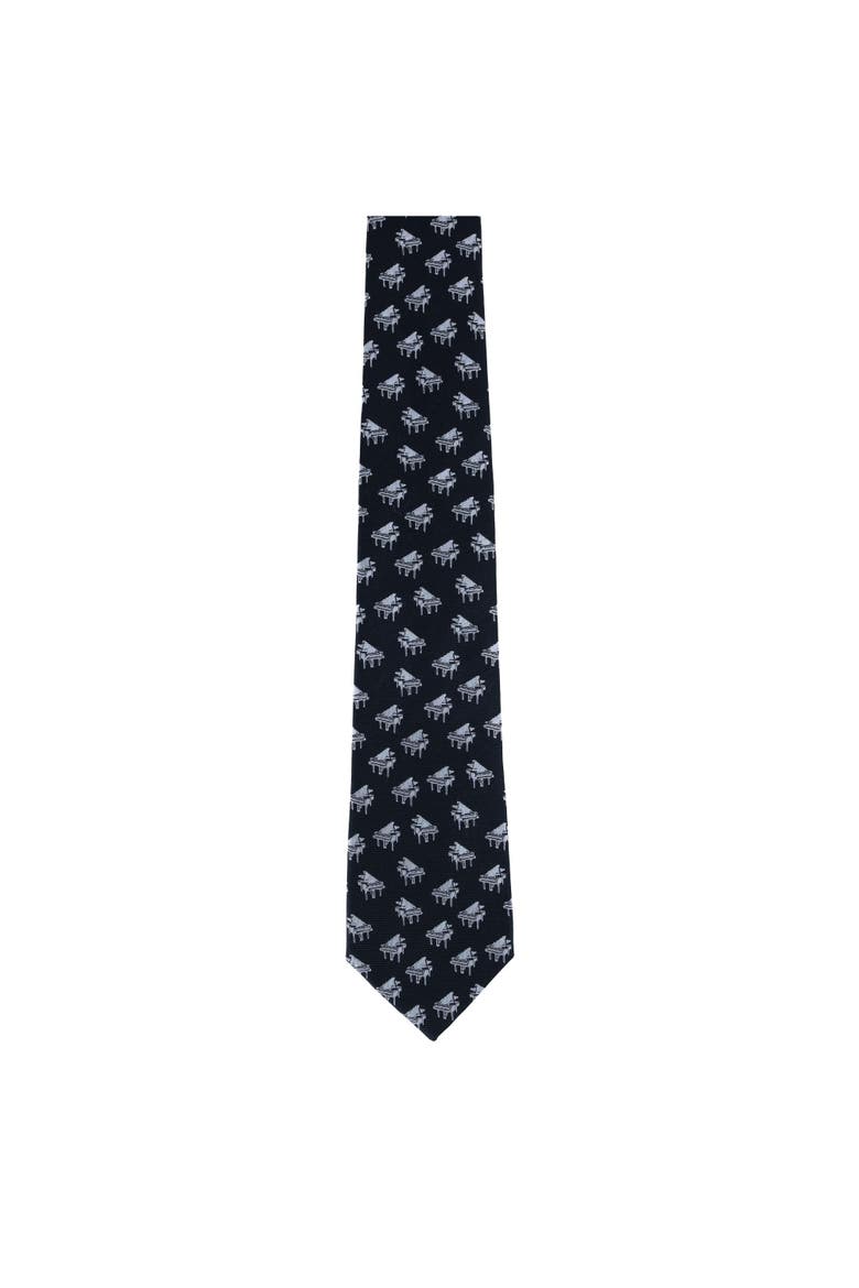 The Chopin Classical Piano Silk Necktie, Alternate, color, Black