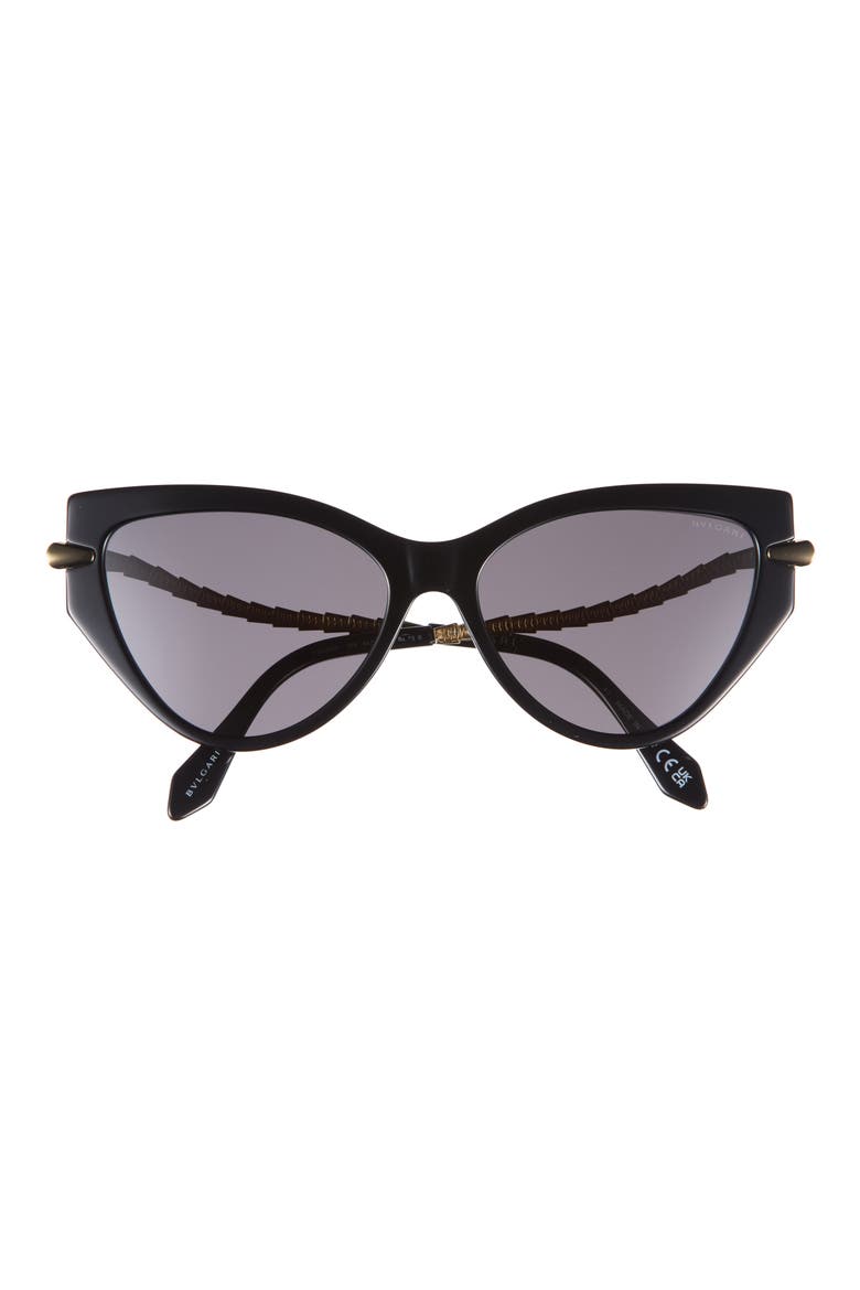 Serpenti Viper Cat Eye Sunglasses, Main, color, SHINY BLACK / SMOKE